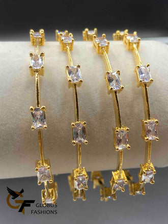 Traditional look square shape cz stones Bangles