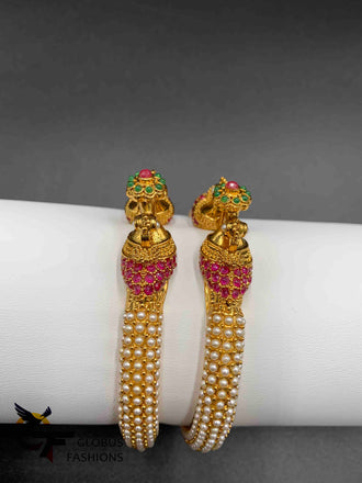 Peacock design Multicolor Stones with Pearls elegant Bangles