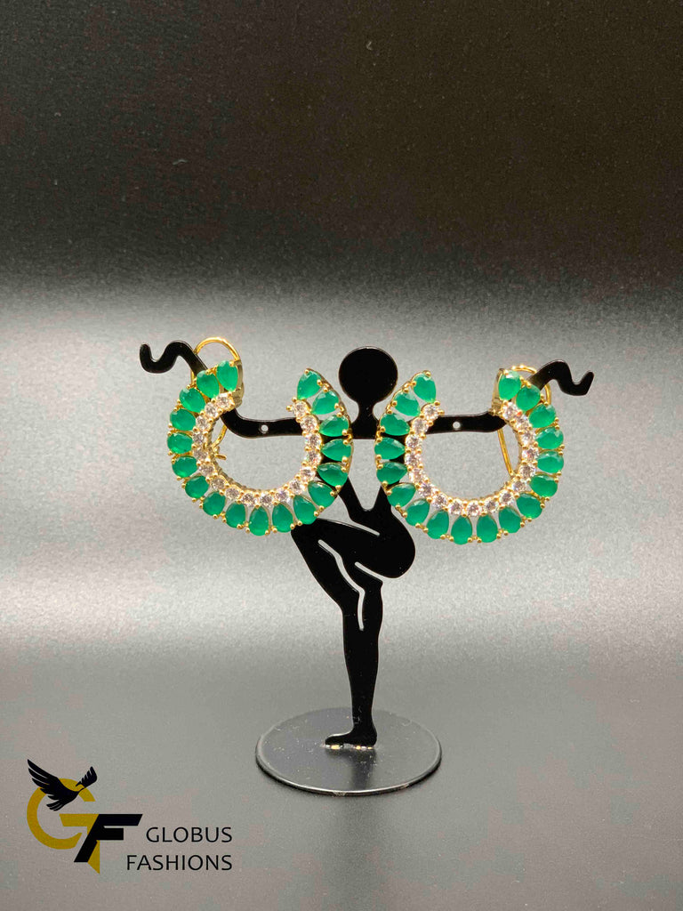 Elegant look emerald and ruby with cz stones earrings