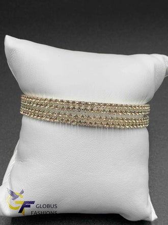 Cz stones set of four silver finish bangles