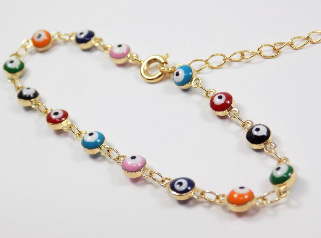 Multicolor evil eye single anklet/bracelet
