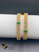 Cz stones and square-shaped ruby and emerald bangles