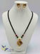 Cute flower design pendant set with black diamond beads chain