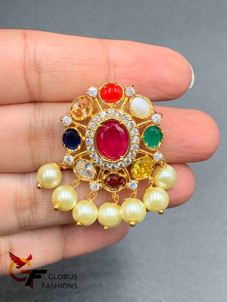 Navarathna Stones Pendant Set with matching earrings