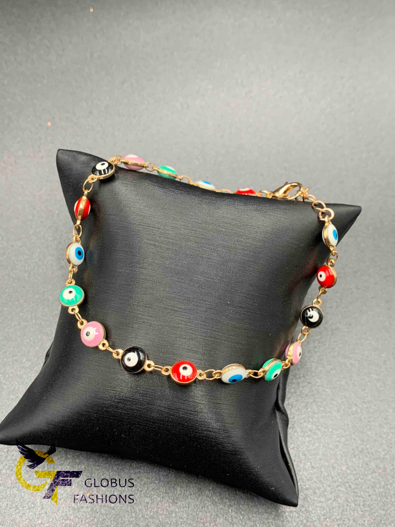 Multicolor evil eye single anklet/bracelet