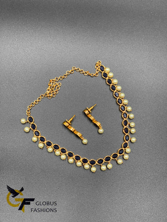 Emerald, cz stones and ruby stones necklace sets