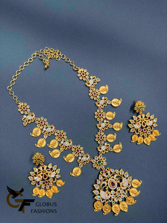 Lakshmi print mango design multicolor stones traditional necklace set