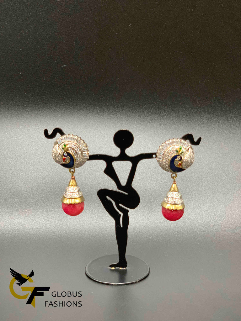 Peacock design different colors German silver earrings