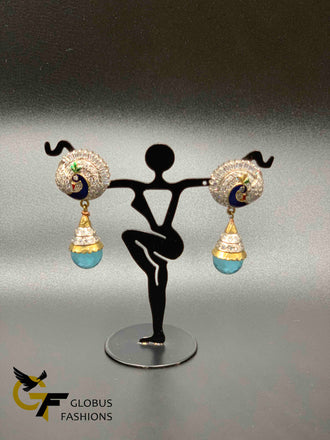 Peacock design different colors German silver earrings