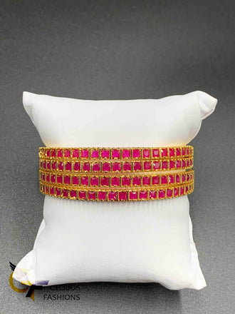 Square share ruby stones set of four bangles
