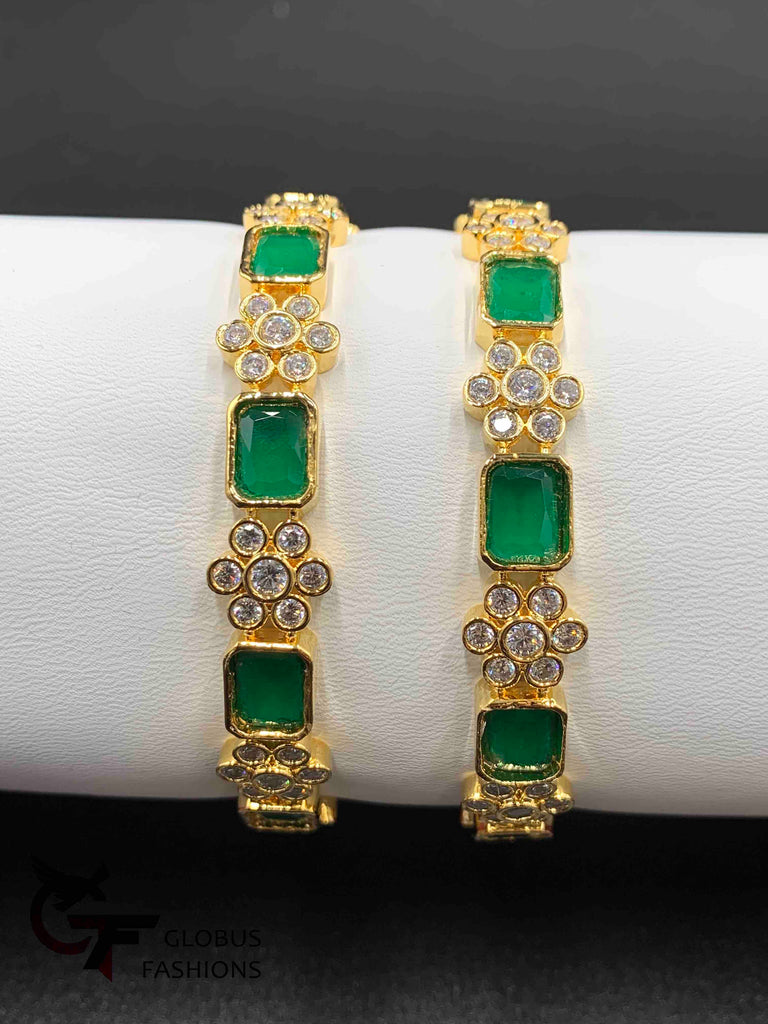 Ruby & Emerald Stones with cz Stones Bangles