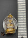 Beautiful leaf design back with silver Lakshmi Devi idol