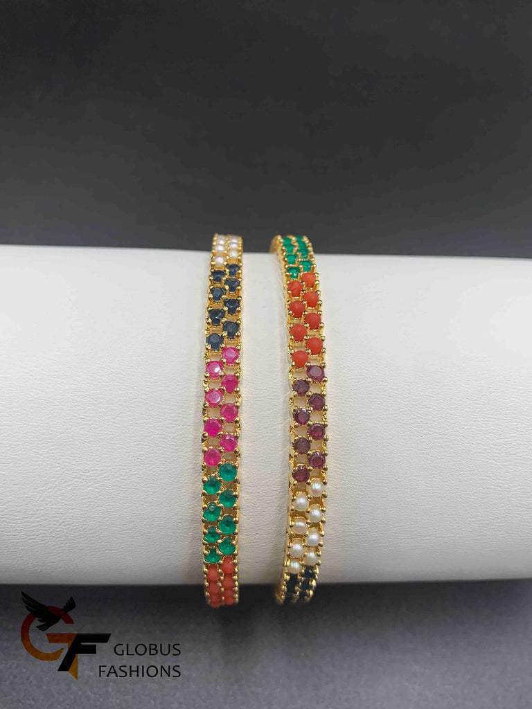 Navarathna Stones double line bangles