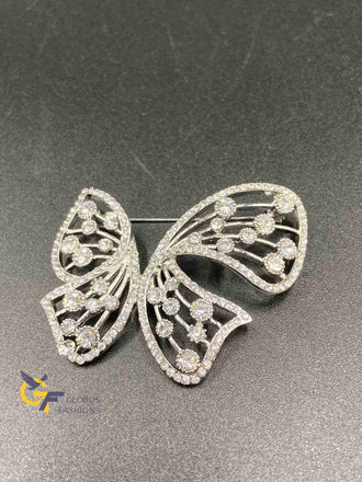CZ stones butterfly design silver tone Saree pin/ brooch