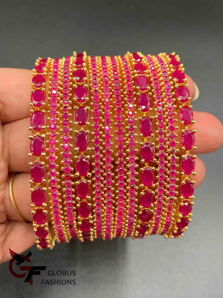 Full traditional Ruby stones set of bangles  Handmade jewelry