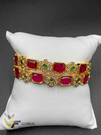 Ruby & Emerald Stones with cz Stones Bangles