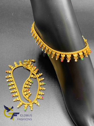 Multicolor Stones simple design party wear anklets