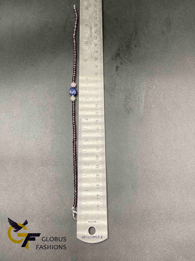 Light purple crystal beads single anklet