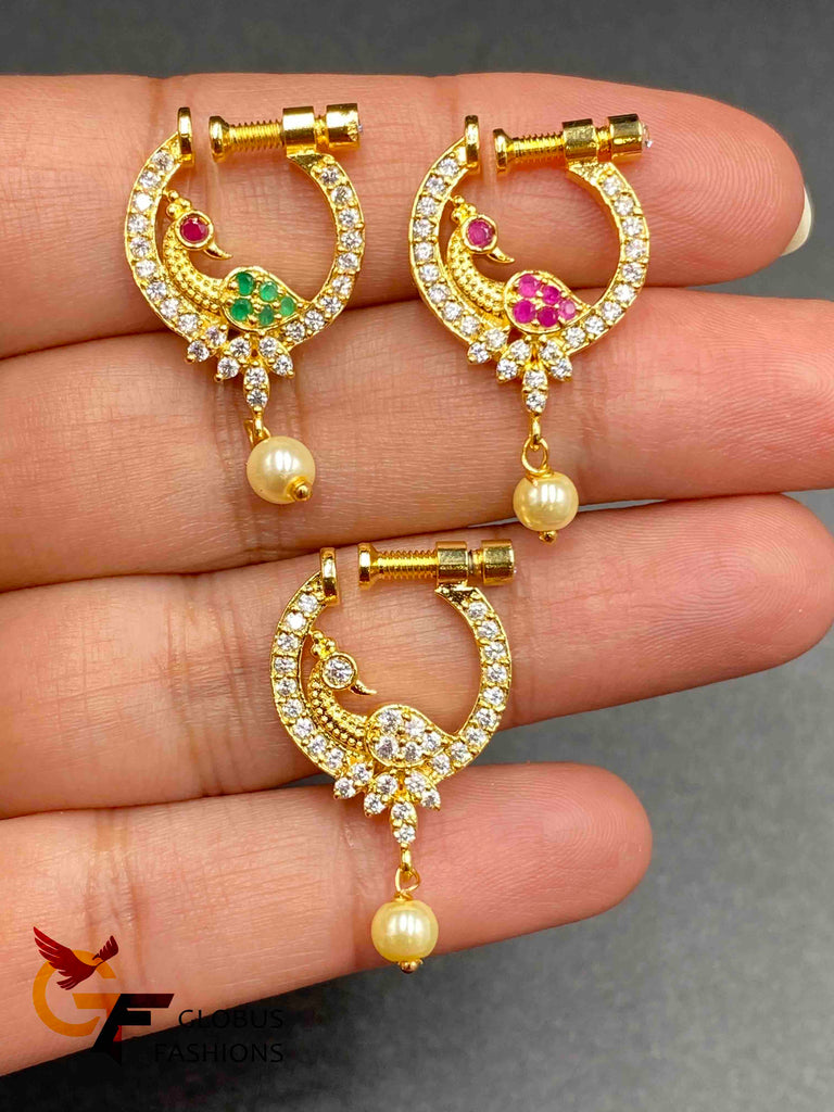 Peacock design Stones elegant nose rings