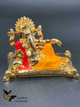 Unique style gold with enamel Paint lord Ganesh idol