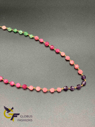 Single line multicolor beads with dark purple beads chain