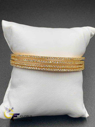 Single line cz stones set of four bangles
