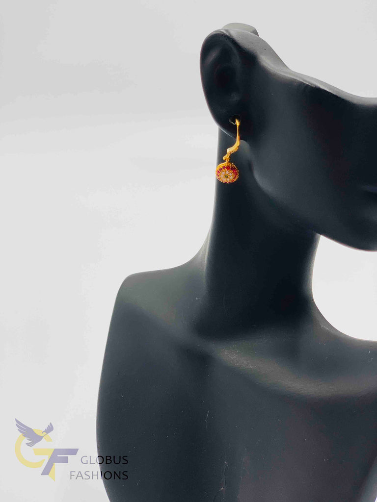 Cute multicolor stones pendant set with black diamond beads chain