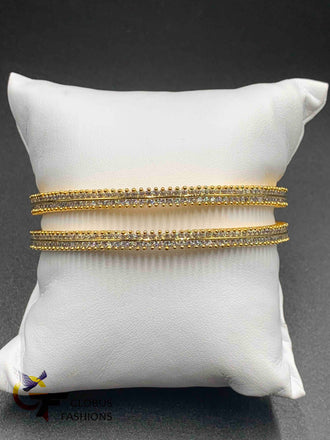 Thick two-line cz stones set of two bangles