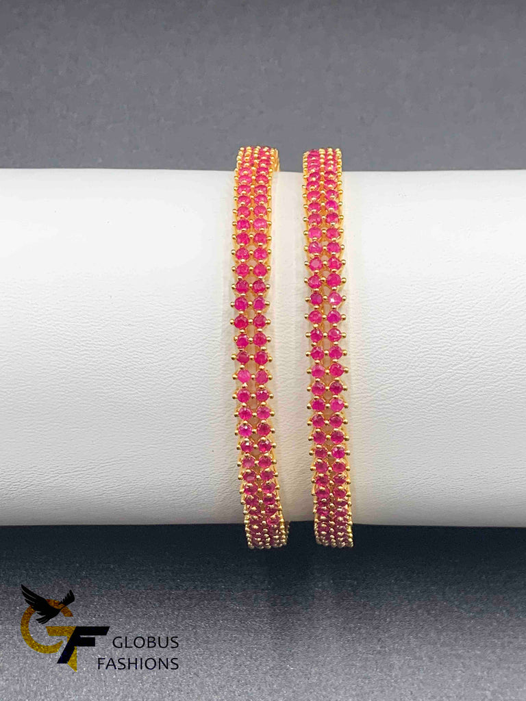 Two lines Ruby stones set of two bangles