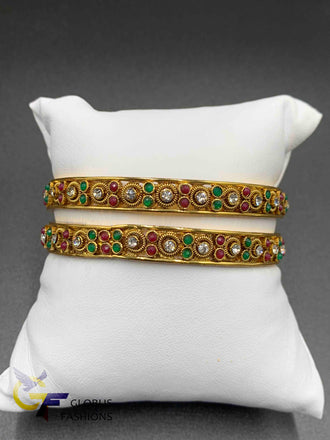 Traditional antique look multicolor stones bangles