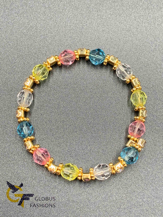 Multicolor Beads with cz Stones beads bangle bracelet