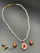 Cute ovel shaped semi precious pearls with cz stones pendant and earrings