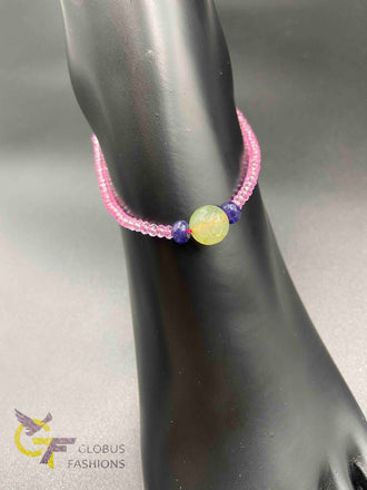 Light pink color Crystal beads single anklet