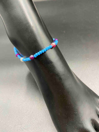 Blue Crystals with multicolored beads