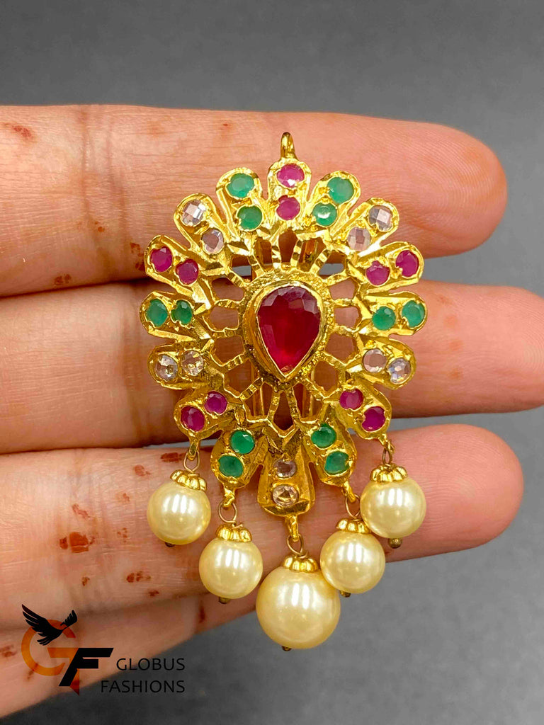 Nice multicolor stones with cz stones hair clip