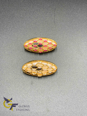 Cute cz stones and ruby stones saree pins