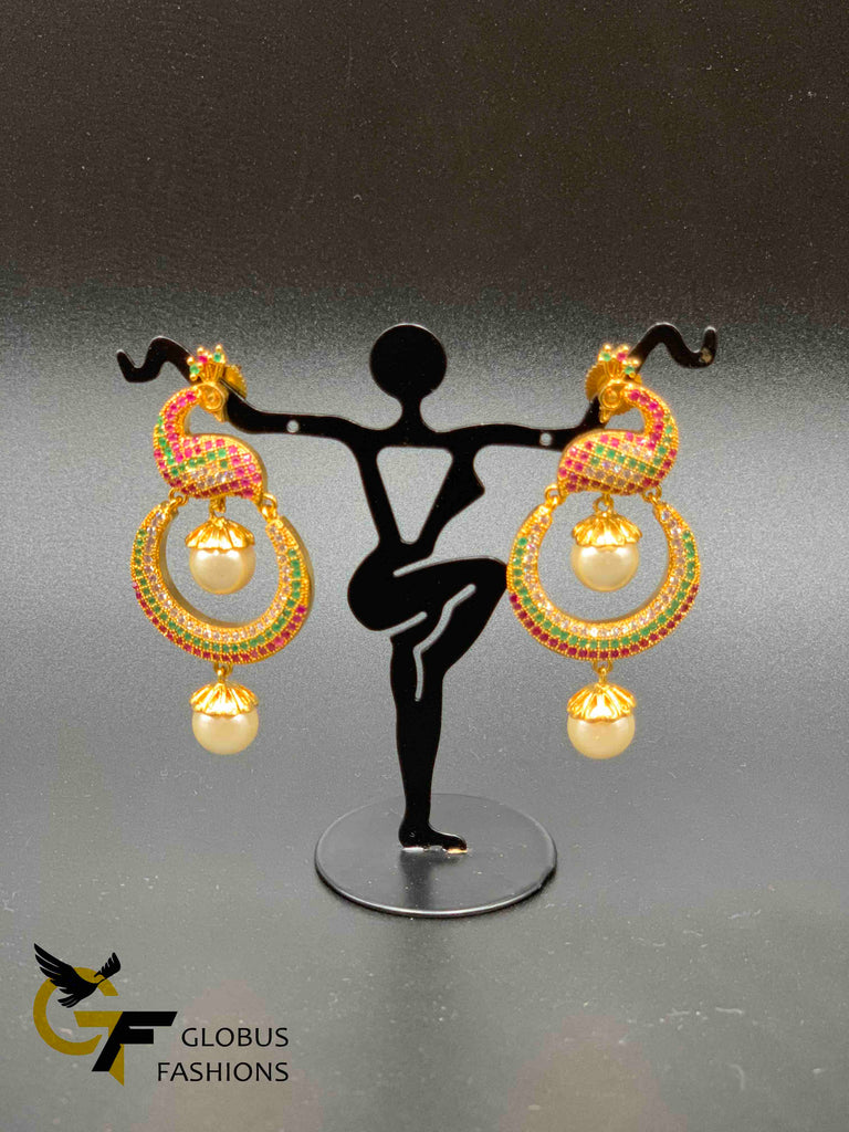 Beautiful and traditional look peacock design chandbali earrings