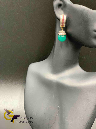Cute cz stones with emerald stones earrings
