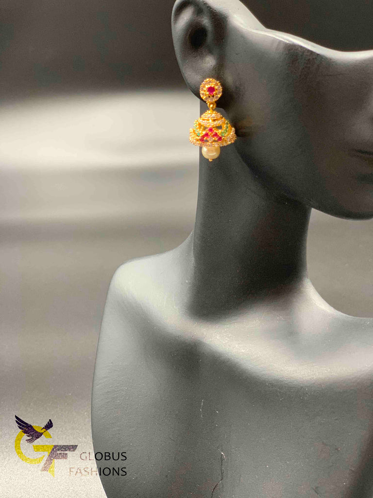 Multicolor stones small jumka earrings
