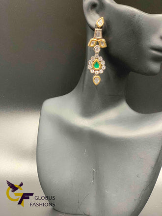 Cz stones emerald and ruby stones earrings