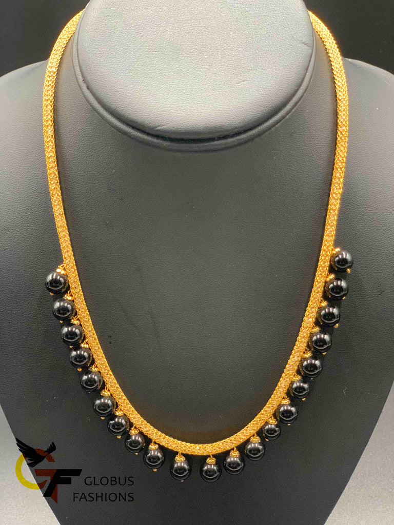 Cute thick cz stones mesh chain with black stone beads