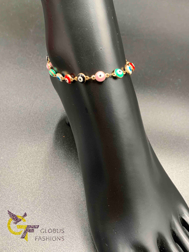 Multicolor evil eye single anklet/bracelet
