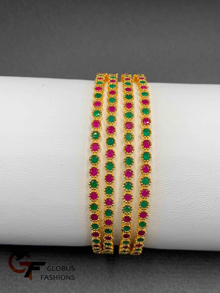 Multicolor stones set of four bangles