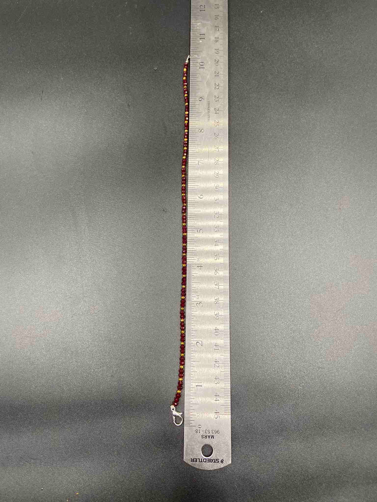 Maroon with gold beads single anklet