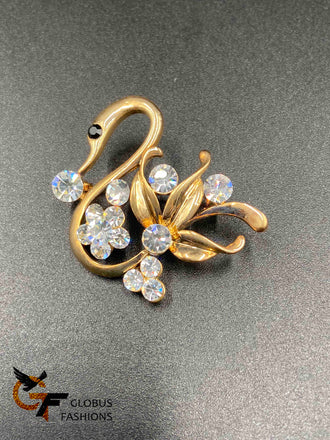 Gold swan design brooch/ Saree pin