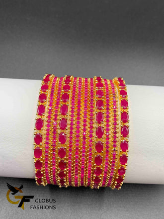 Full traditional Ruby stones set of bangles  Handmade jewelry