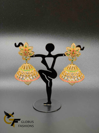 Multicolor stones jumka earrings