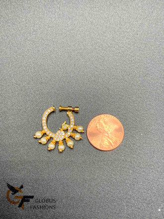 Peacock design stones with pearls nose rings