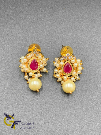 Cute pearls with stones earrings