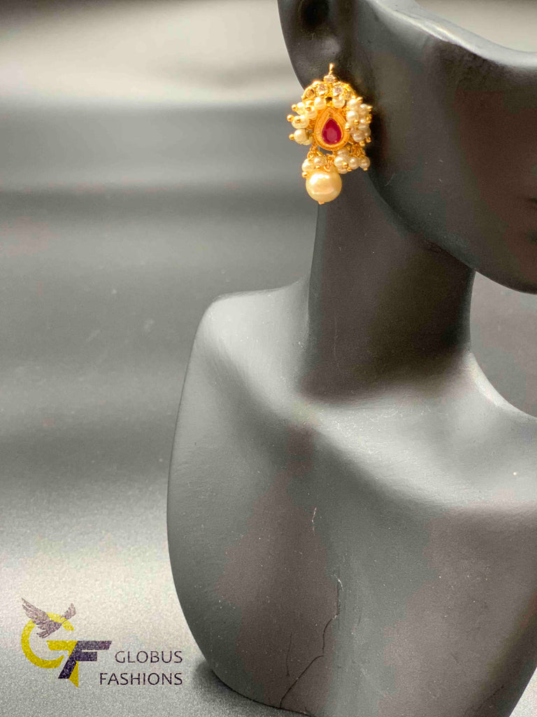 Cute pearls with stones earrings